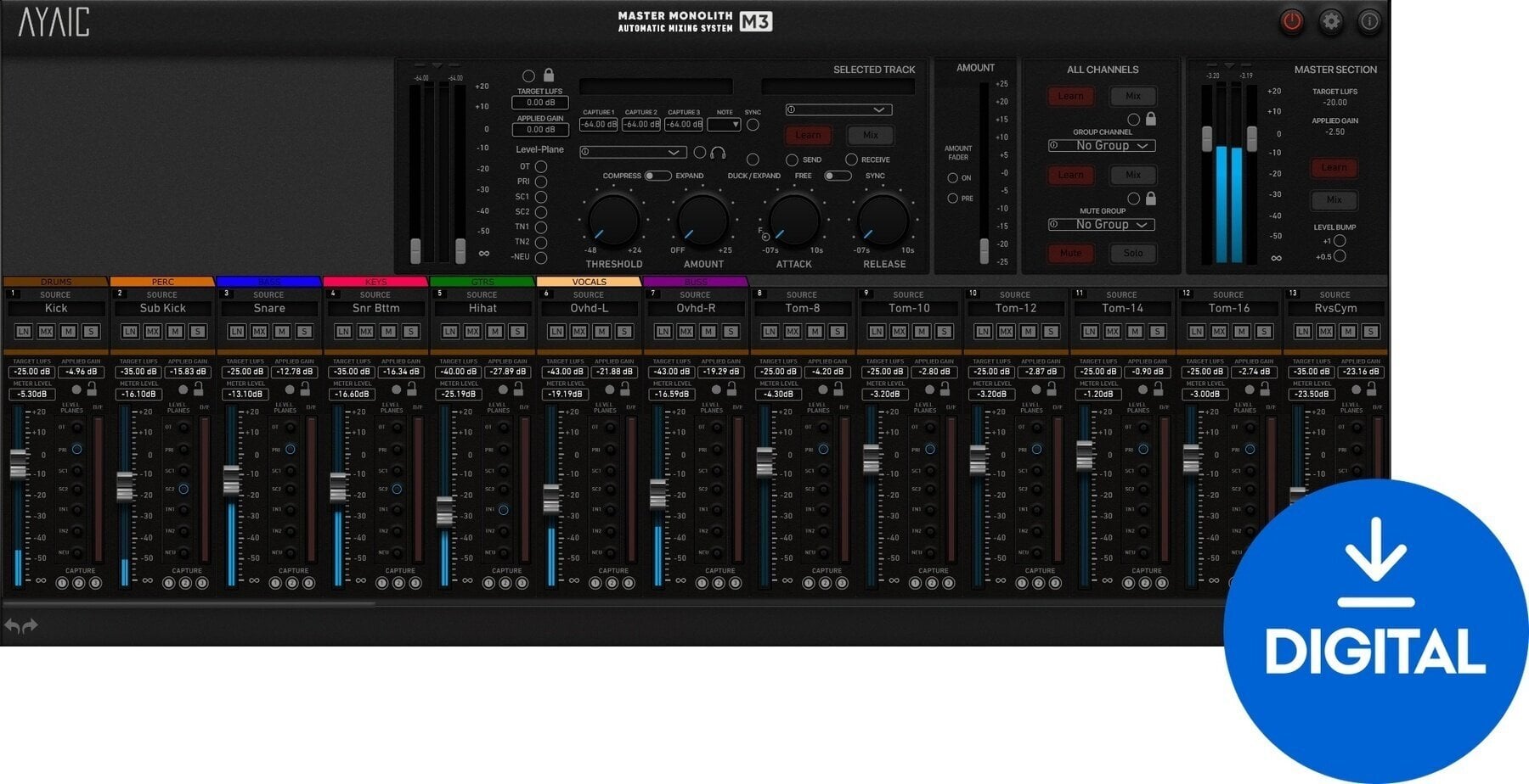 Software Plug-In FX Processor AyaicWare M3 Mixer (Digital product)