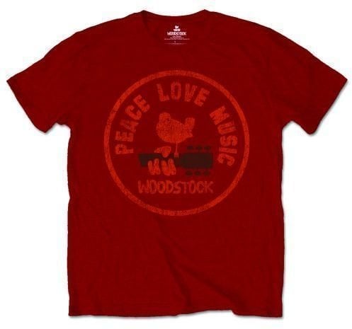 T-Shirt Woodstock T-Shirt Unisex Love Peace Music Red L