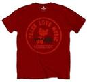 Woodstock Love Peace Music Maroon Red M T-särk