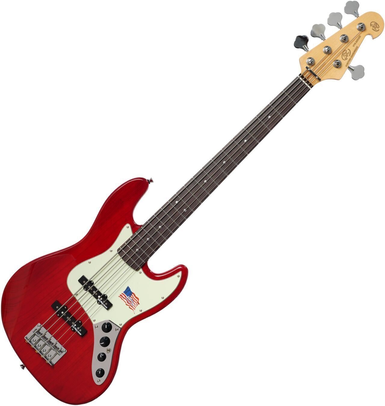 5-keelne basskitarr SX SBF15 Transparent Red 5-keelne basskitarr