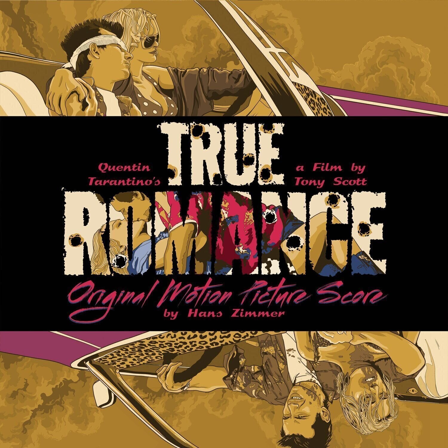 Hanglemez Hans Zimmer - True Romance (Deluxe/Limited Edition) (Gatefold Sleeve) (Gold/Black/White Splatter Coloured) (45 RPM) (2 LP)
