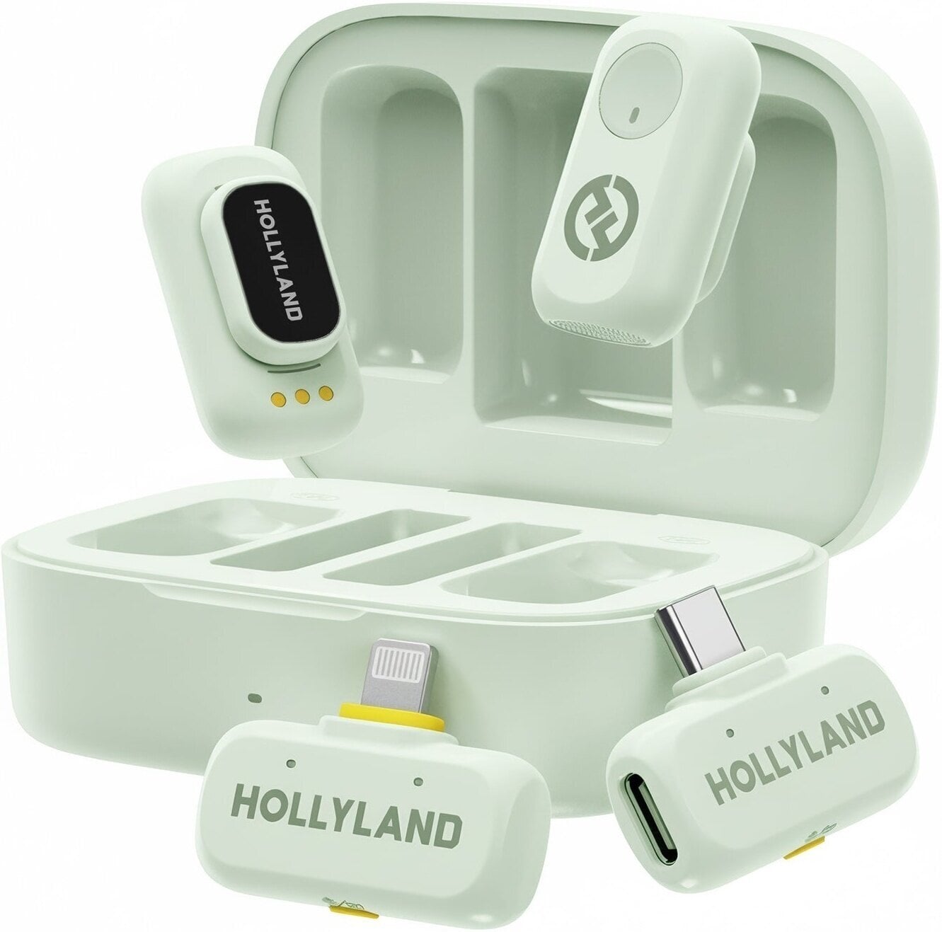 Juhtmeta lavalier-mikrofoni komplekt Hollyland Lark A1 Combo Mint Green with USB-C+ Lightning Juhtmeta lavalier-mikrofoni komplekt