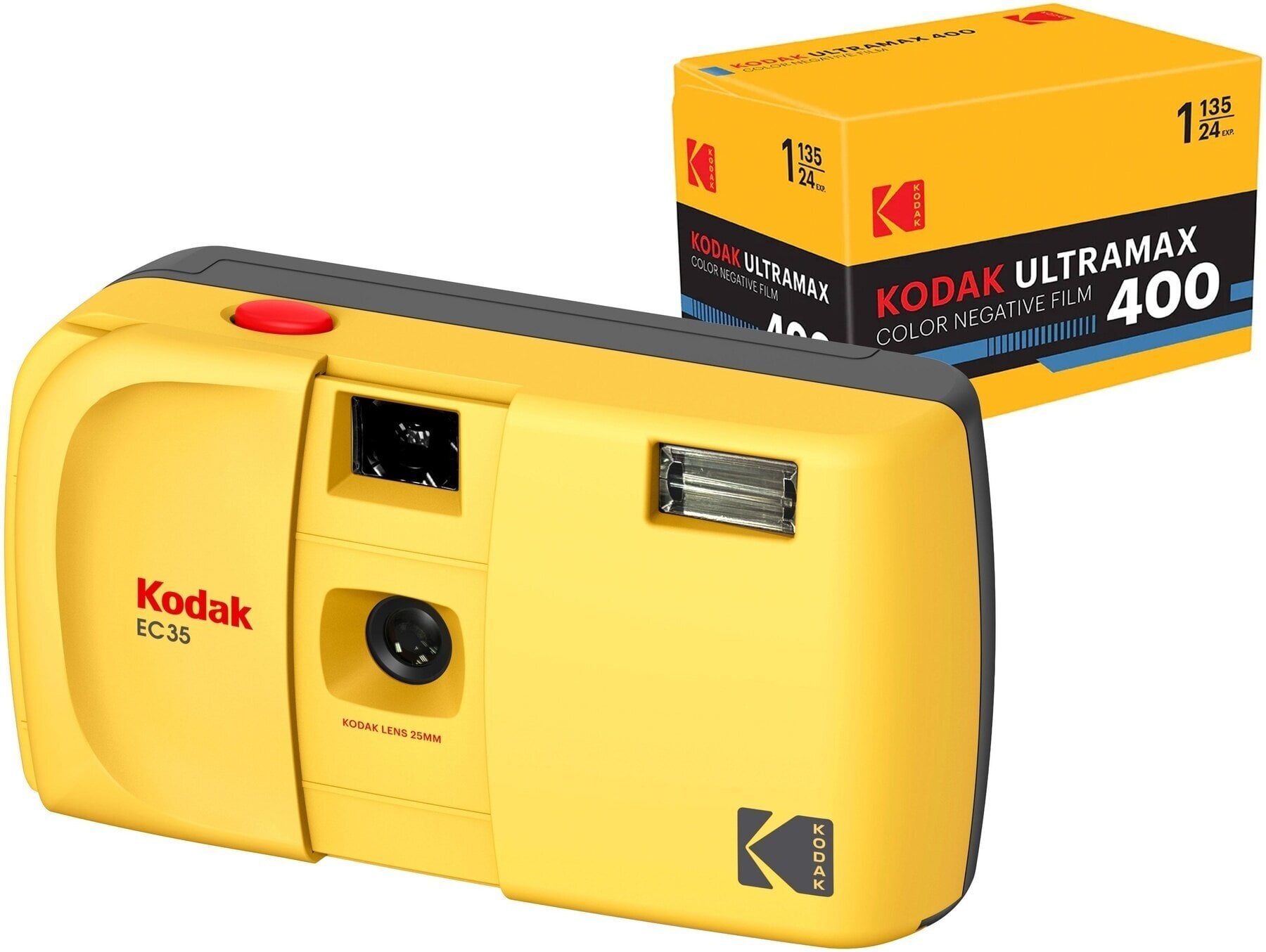 Aparat de fotografiat clasic KODAK EC35 + Kodak Ultra Max 24 Exp Butter Yellow Aparat de fotografiat clasic