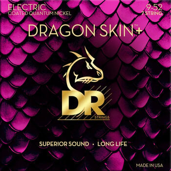 Struny pro elektrickou kytaru DR Strings Dragon Skin+ Coated 7 string Light 9-52 Struny pro elektrickou kytaru - 1