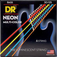 Basskitarri keeled DR Strings HI-DEF NEON - MULTI-COLOR Colored Bass Strings: 6-String Medium 30-125