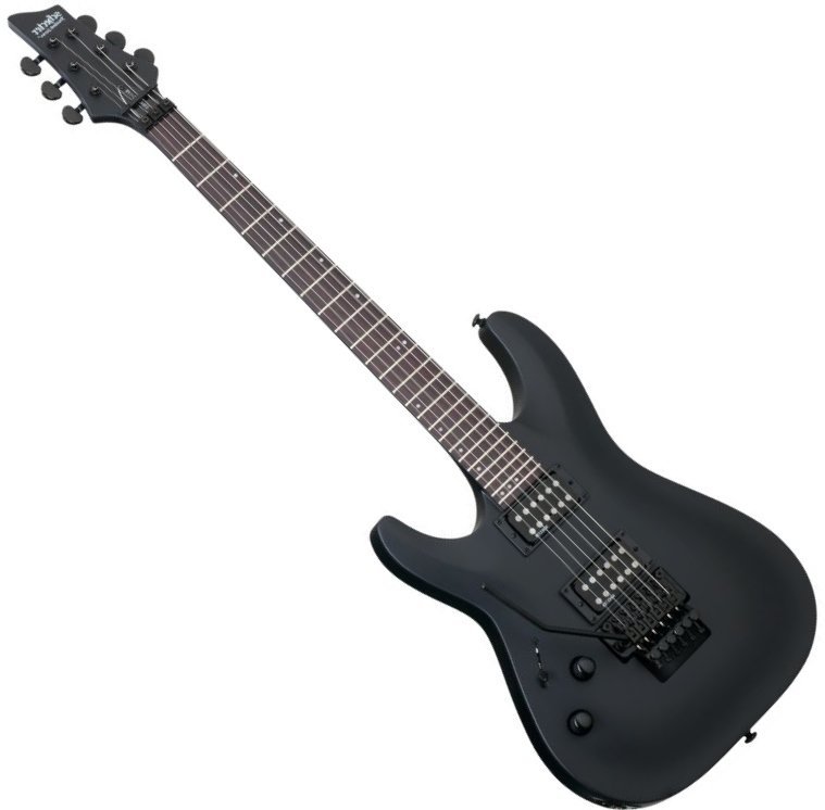 Linkshänder E-Gitarre Schecter Stealth C-1 FR LH Satin Black