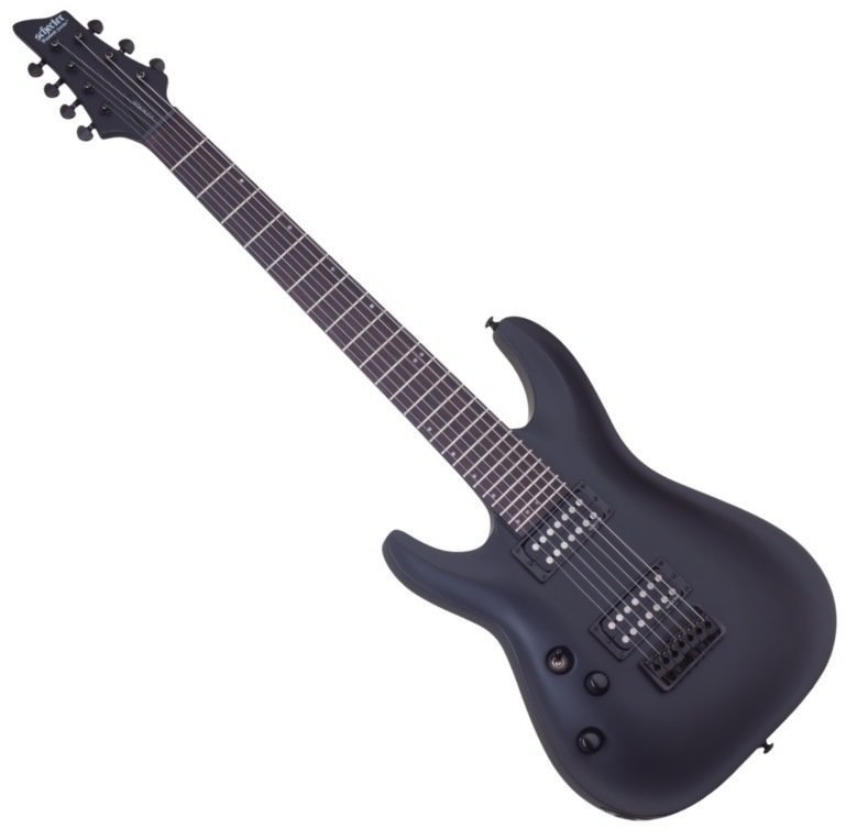 Balkezes elektromos gitár Schecter Stealth C-7 LH Satin Black
