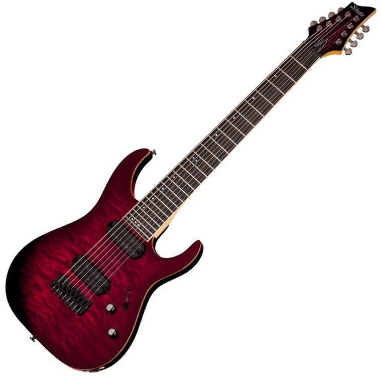 8-snarige elektrische gitaar Schecter Banshee-8 Active Crimson Red Burst
