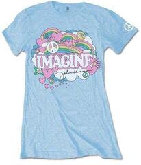 T-Shirt John Lennon T-Shirt Tee Rainbows Love & Peace Damen Light Blue M