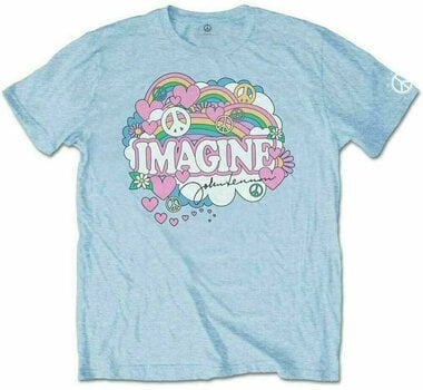 T-Shirt John Lennon T-Shirt Rainbows Love & Peace Unisex Light Blue M - 1