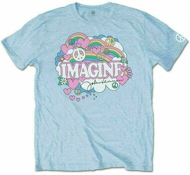 T-Shirt John Lennon T-Shirt Rainbows Love & Peace Unisex Light Blue 2XL - 1