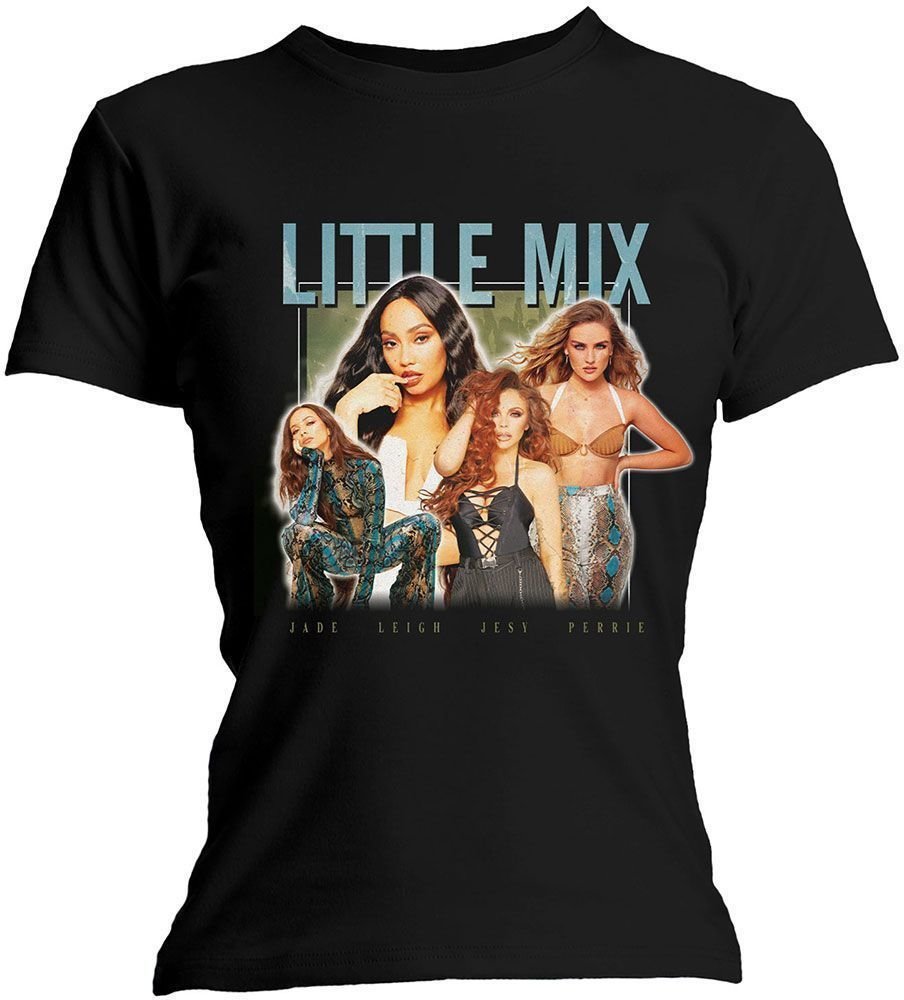 Camiseta de manga corta Little Mix Camiseta de manga corta Montage Photo Negro L