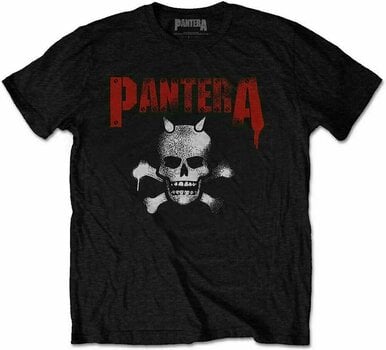Shirt Pantera Shirt Horned Skull Stencil Unisex Black L - 1