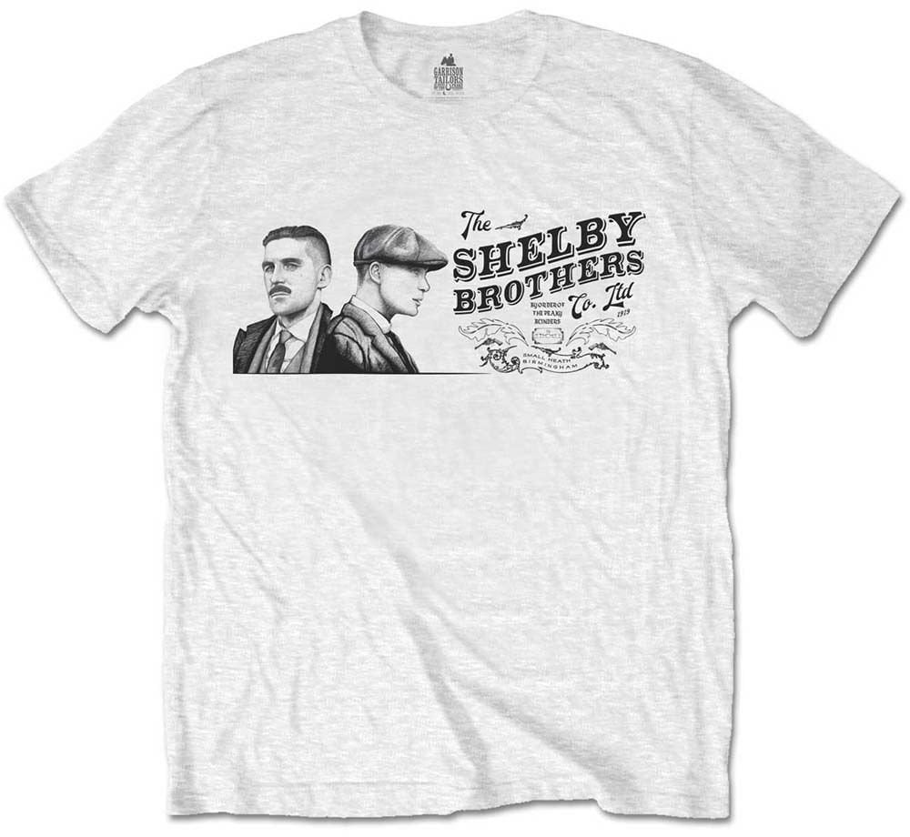 T-shirt Peaky Blinders T-shirt Shelby Brothers Landscape Unisex Blanc 2XL