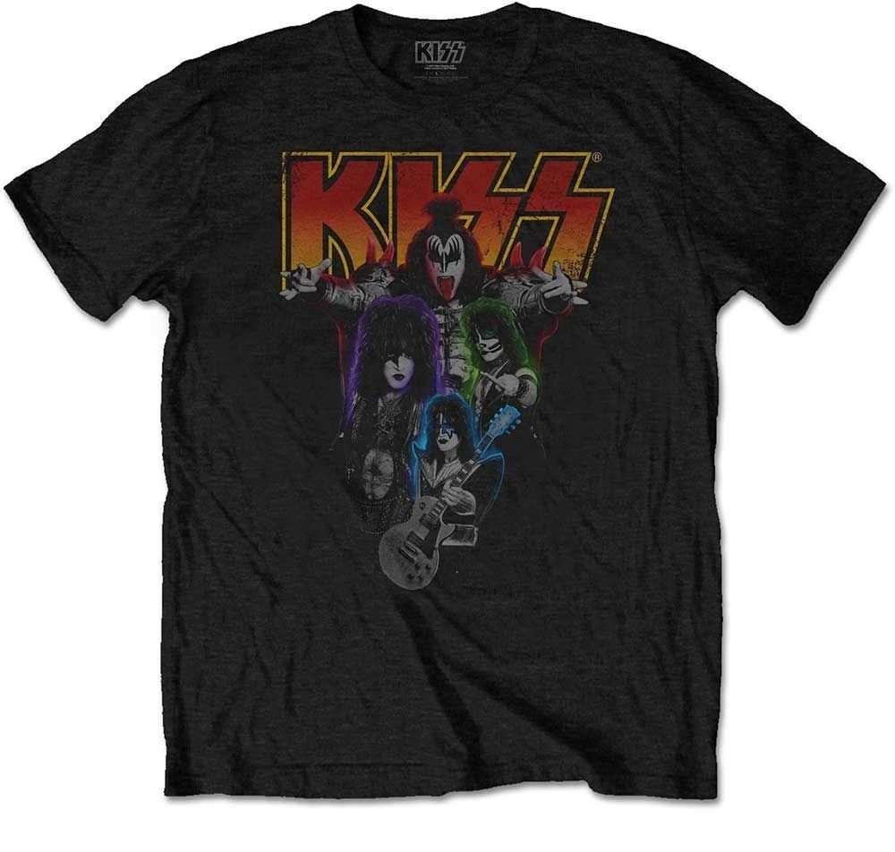 T-Shirt Kiss T-Shirt Neon Band Unisex Schwarz S