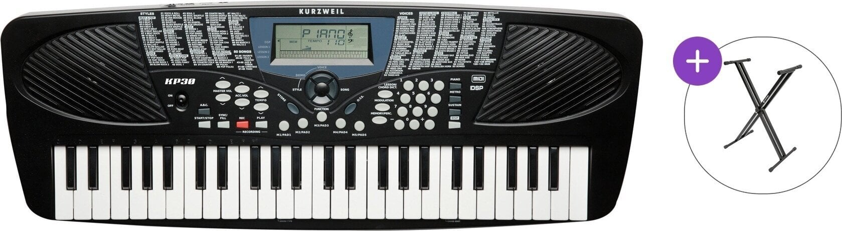 Klaviatūra bez pieskāriena reakcijas Kurzweil KP30 Basic SET Klaviatūra bez pieskāriena reakcijas