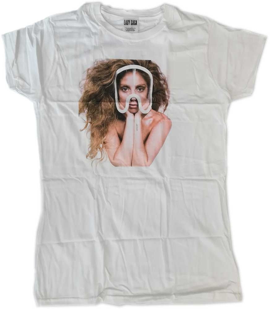 T-Shirt Lady Gaga T-Shirt Art Pop Teaser Damen Weiß S