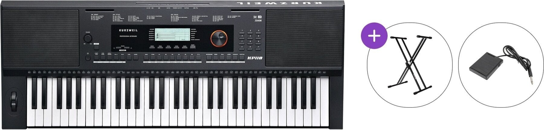 Puutefunktsiooniga süntesaator Kurzweil KP110 Basic SET Puutefunktsiooniga süntesaator Black