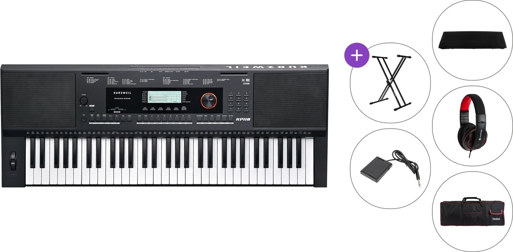 Keyboard with Touch Response Kurzweil KP110 Premium SET Keyboard with Touch Response Black