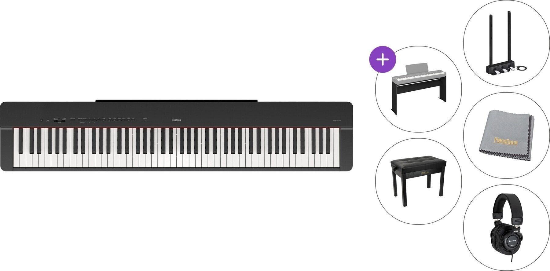 Digitální stage piano Yamaha P-225B Premium SET Digitální stage piano Black