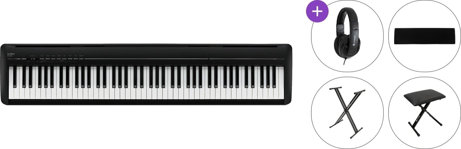 Digitaal stagepiano Kawai ES120B Standard SET Digitaal stagepiano Black