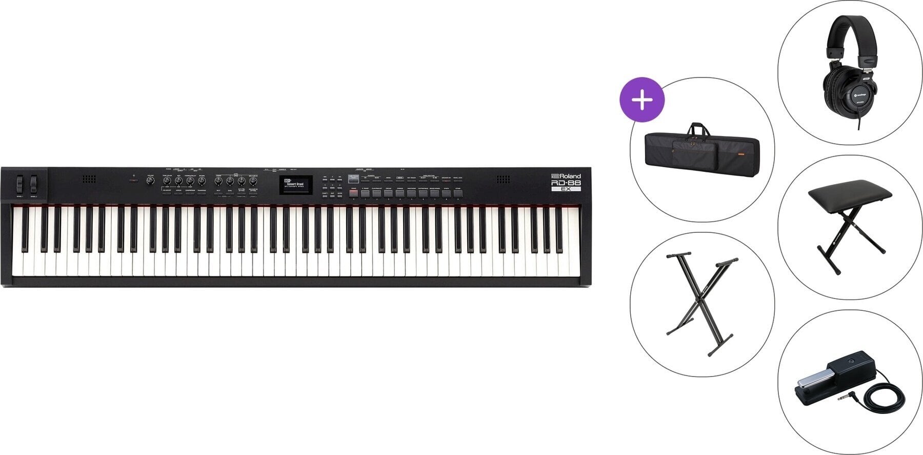 Digitalni stage piano Roland RD-88 EX Premium SET Digitalni stage piano Black