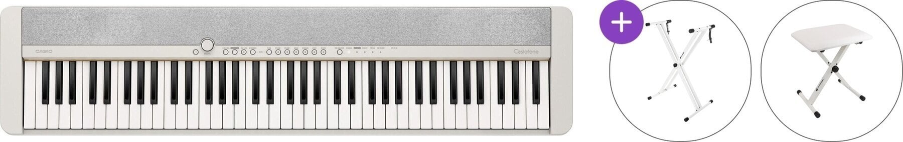 Piano de escenario digital Casio CT S1-76 Basic SET Piano de escenario digital White