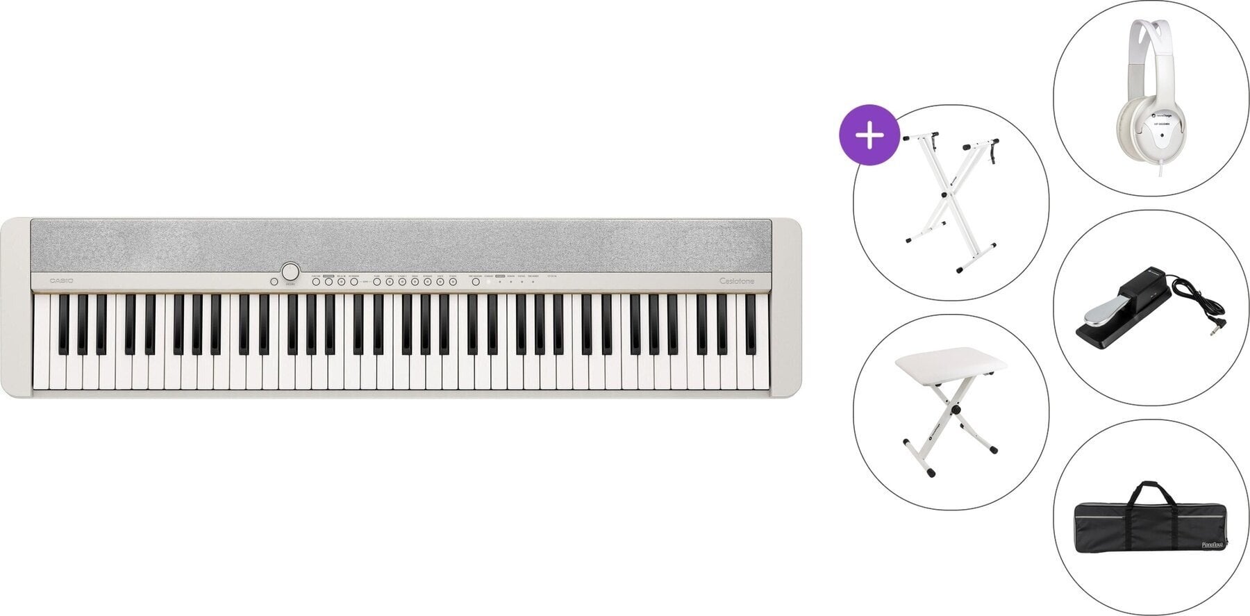 Piano de escenario digital Casio CT S1-76 Premium SET Piano de escenario digital White