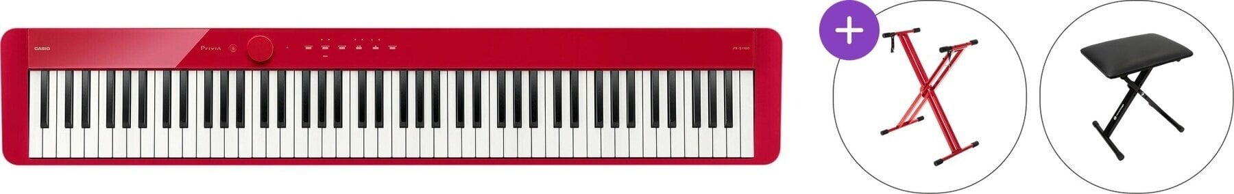 Piano de escenario digital Casio PX S1100 Basic SET Piano de escenario digital Red