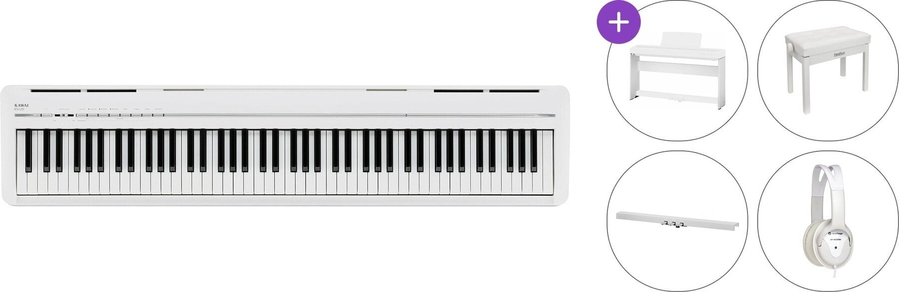 Digitaal stagepiano Kawai ES120W Premium SET Digitaal stagepiano White