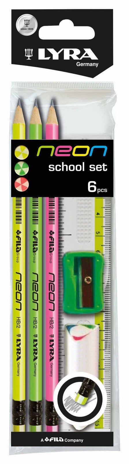 Graphite Pencil Lyra Neon Set of Graphite Pencils HB 6 pcs