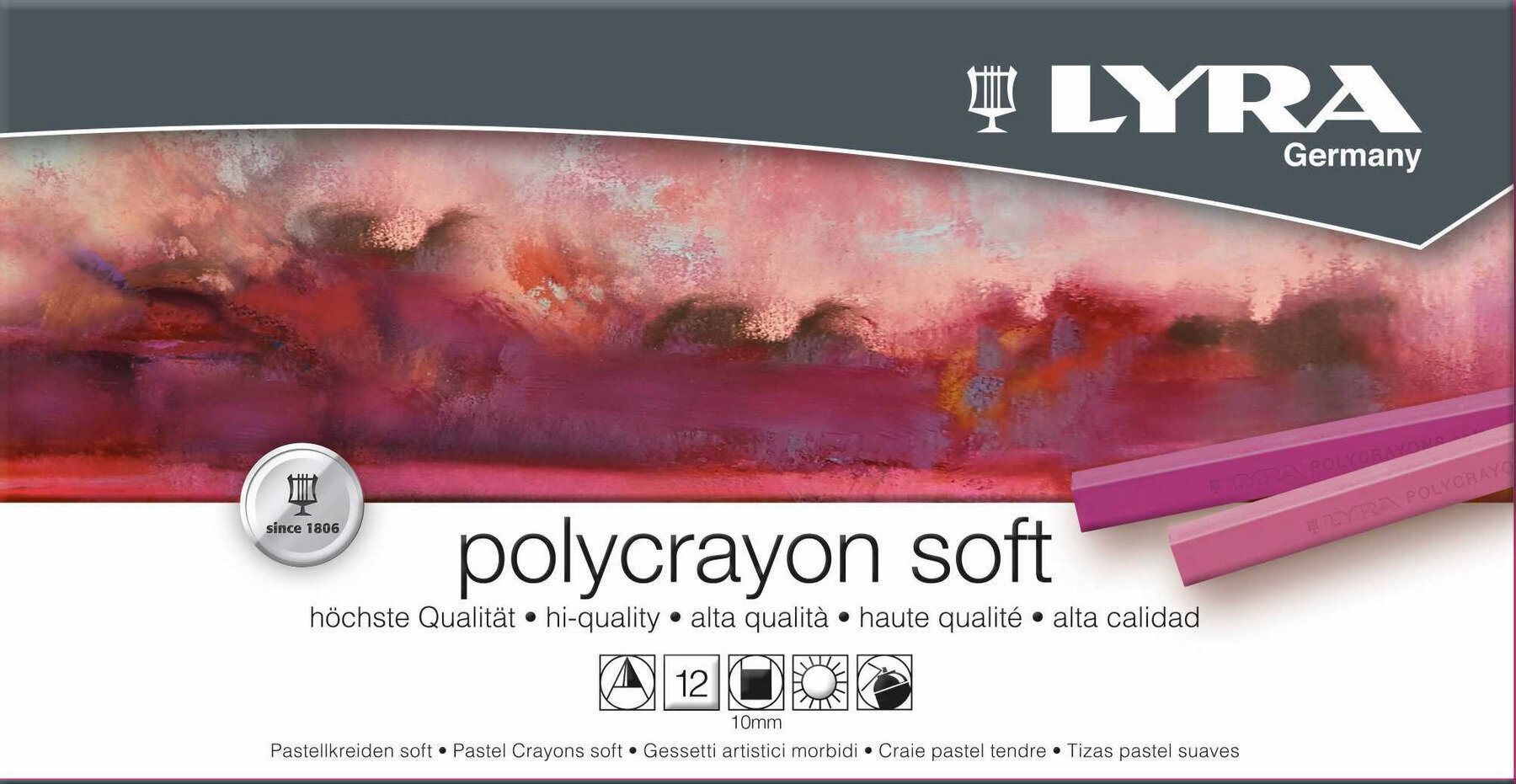 Pastel suave Lyra Polycrayons Juego de pasteles secos Mezcla 12 uds.