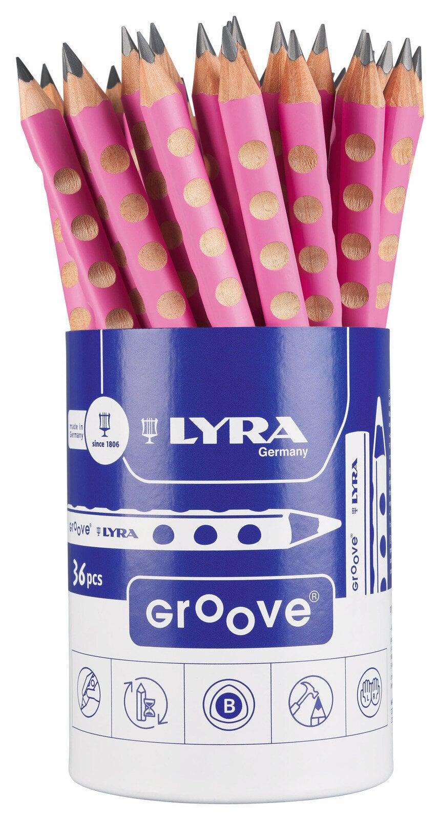 Crayon graphite Lyra Groove Coffret crayons graphite B Pink 36 pièces