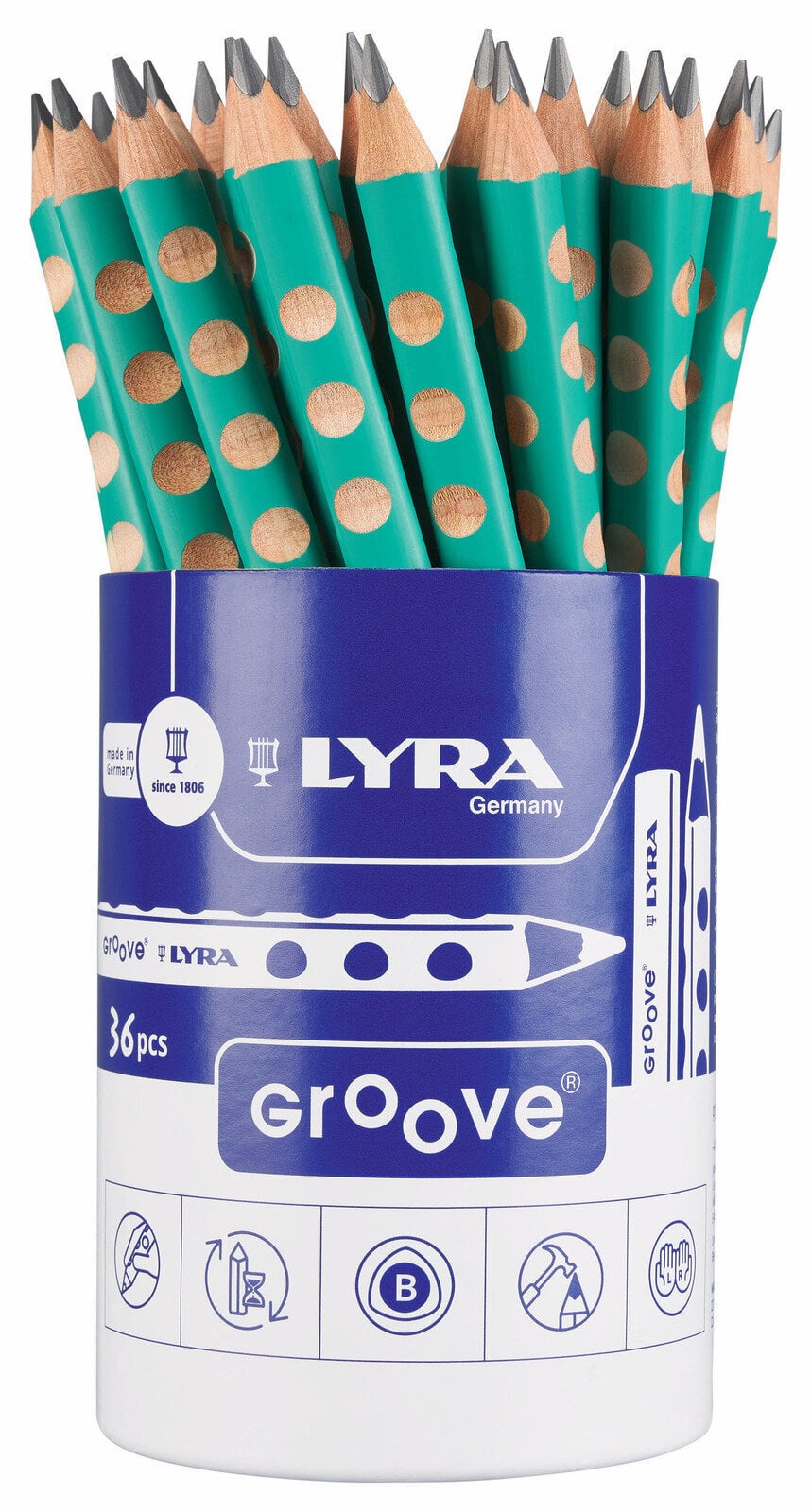 Graphite Pencil Lyra Groove Set of Graphite Pencils B Turquoise 36 pcs