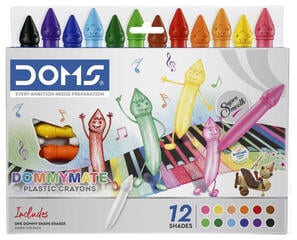Cires DOMS Dommy Mate Cires Plastic Crayons Mélange 12 pcs