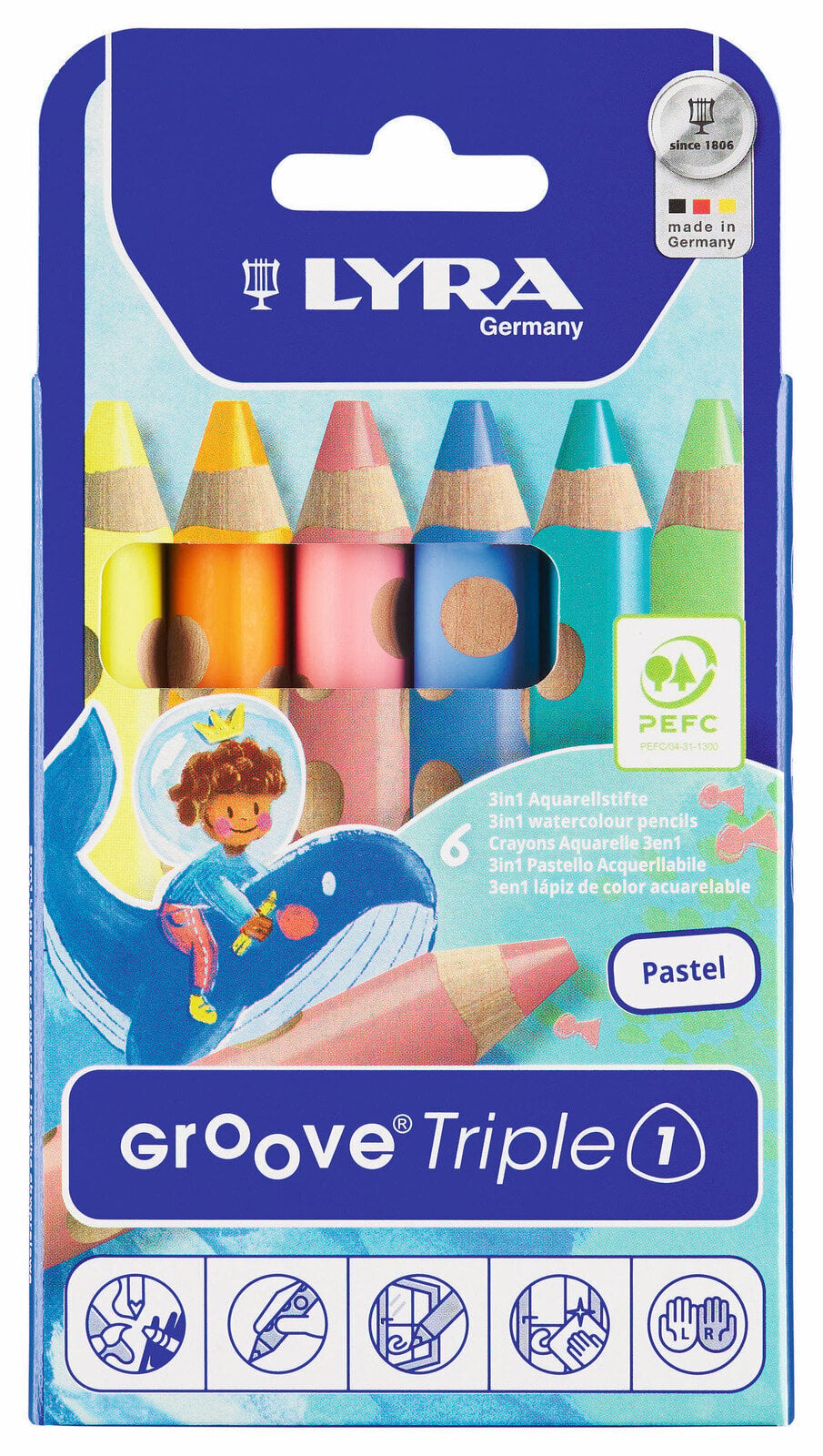 Olovka u boji Lyra Groove TripleOne Ergonomic Triangular 3-In-1 Сет бојица Pastel Colors 6 Ком