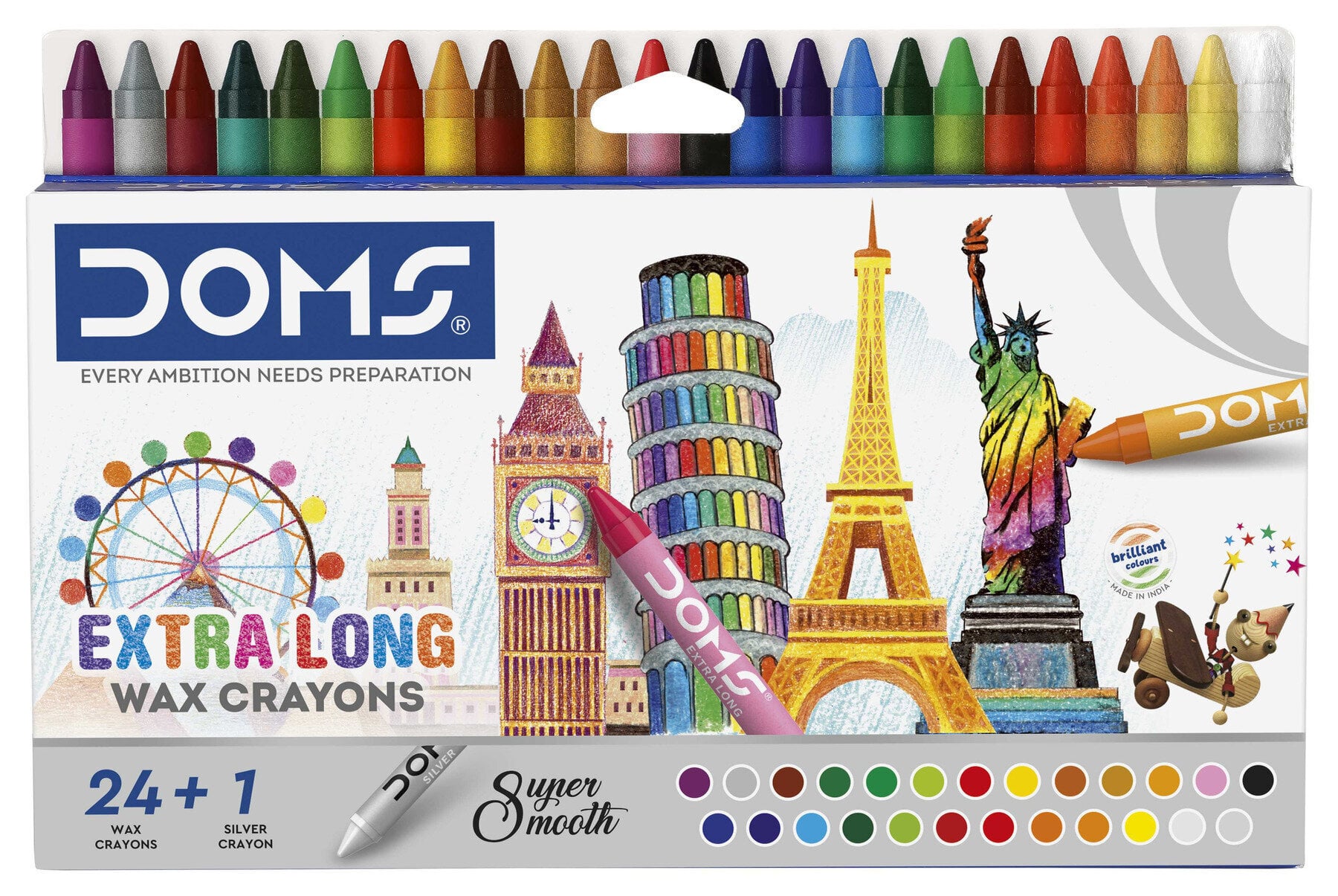 Crayons DOMS Extra-Long Crayons Wax Crayons Mix 25 pcs