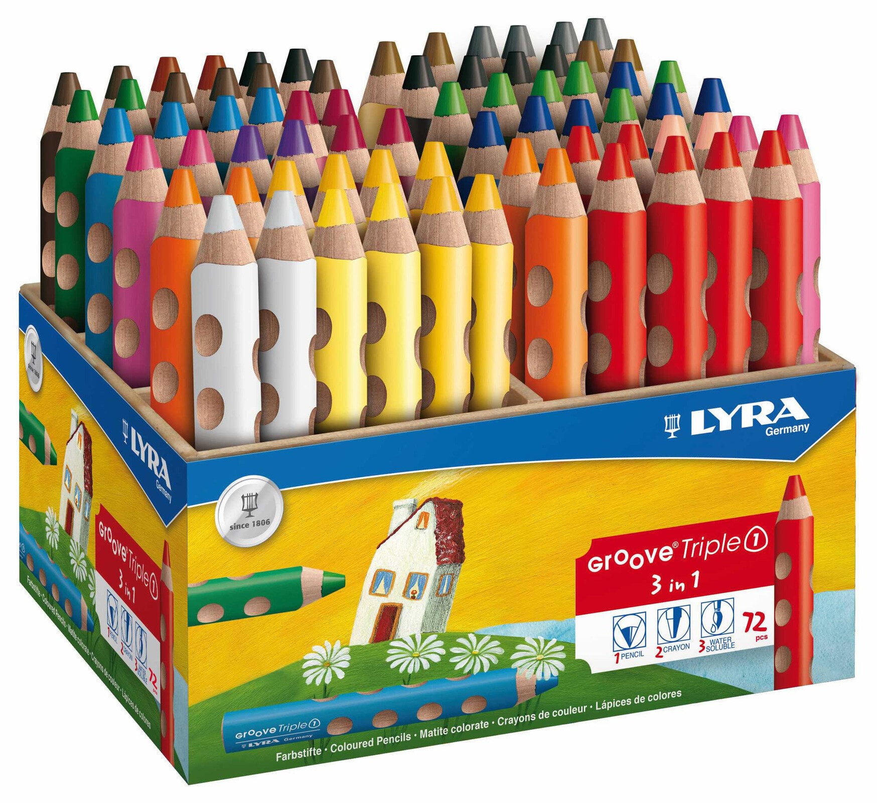 Кольоровий олівець Lyra Groove TripleOne 3-In-1 Набір кольорових олівців Мікс 72 pcs