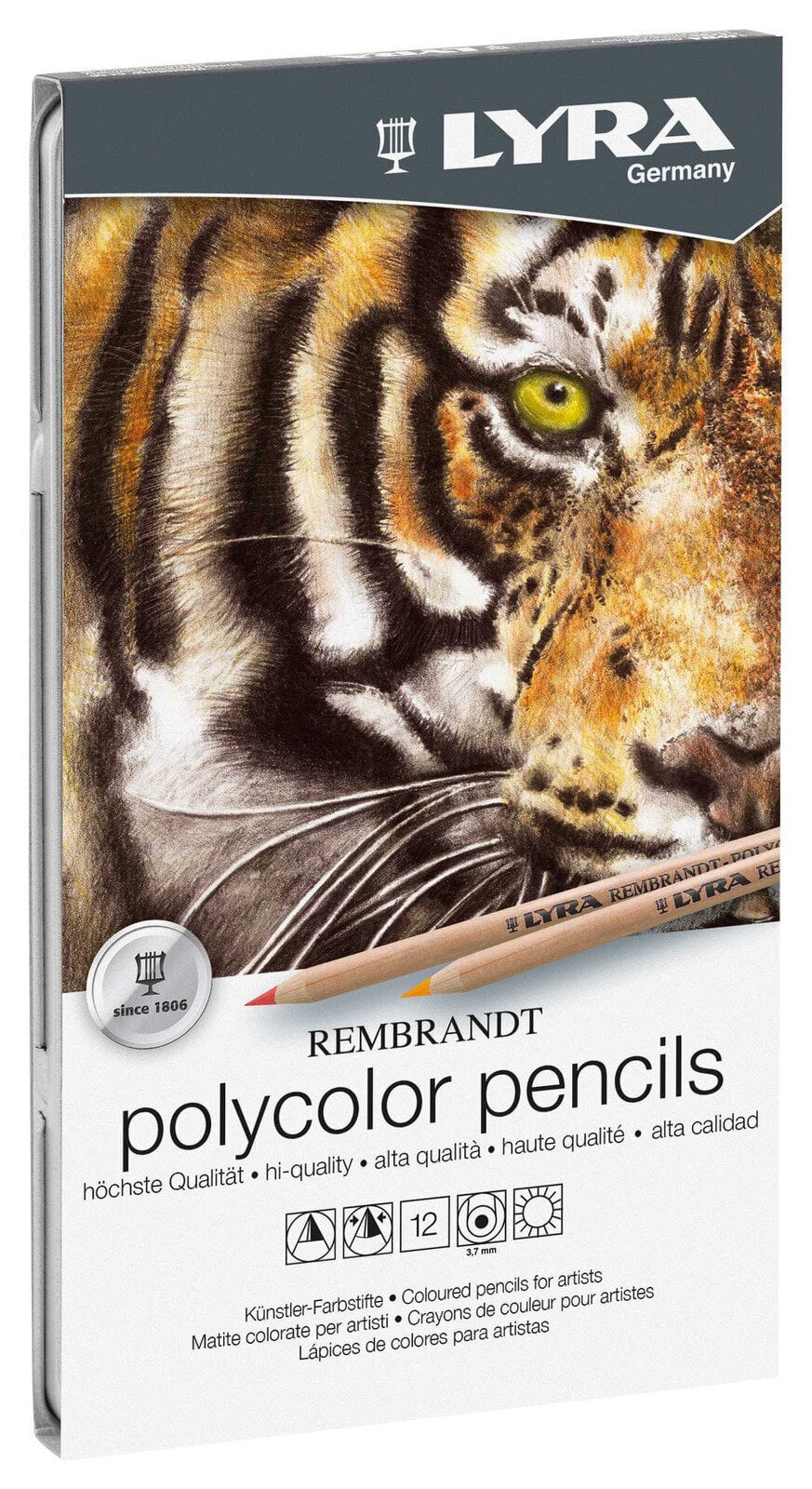 Crayon de couleur Lyra Rembrandt Polycolor Metal Box Coffret crayons de couleur Mélange 12 pcs