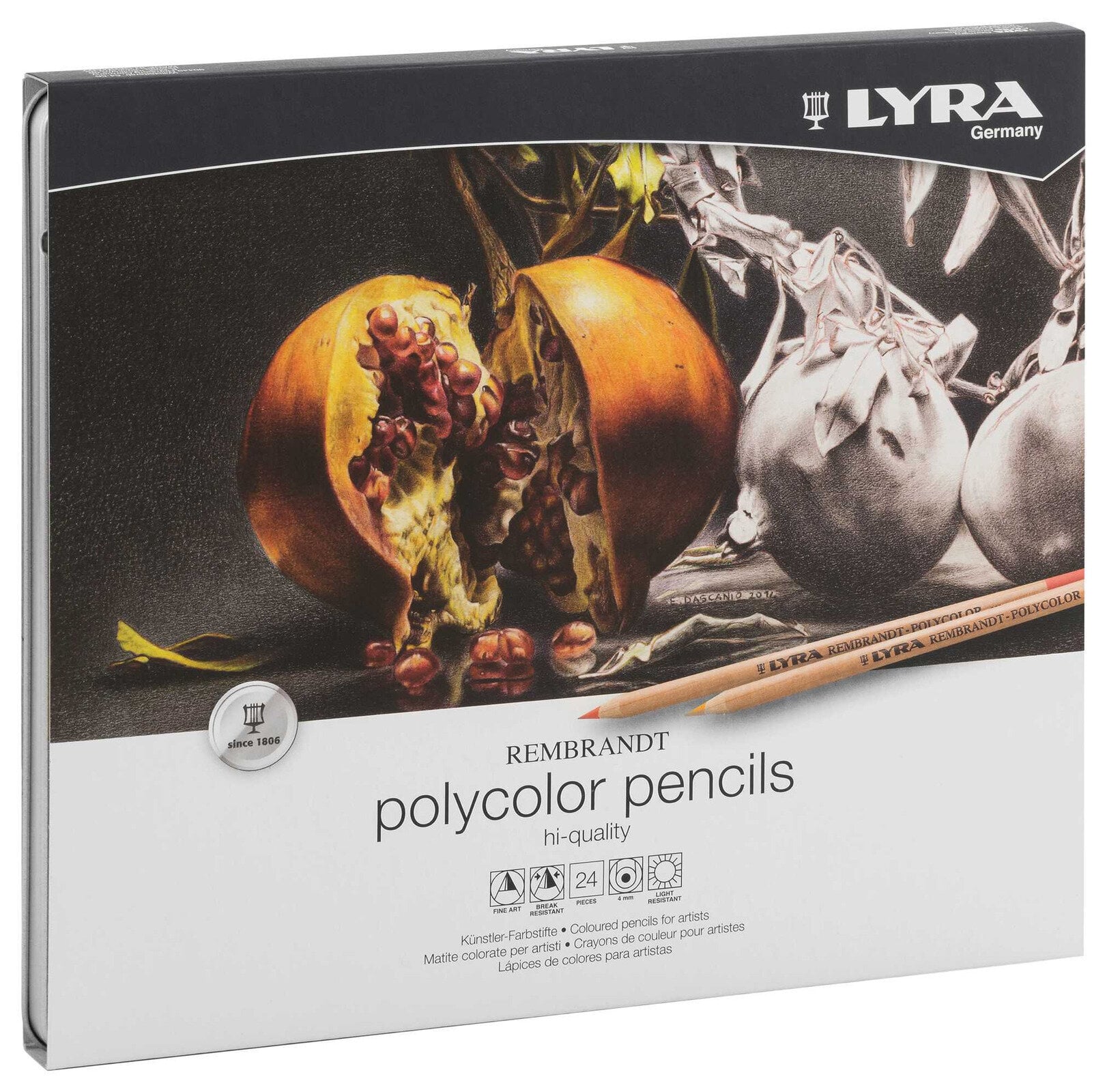Krāsu zīmulis Lyra Rembrandt Polycolor Metal Box Spalvotų pieštukų rinkinys Mix 24 gab.