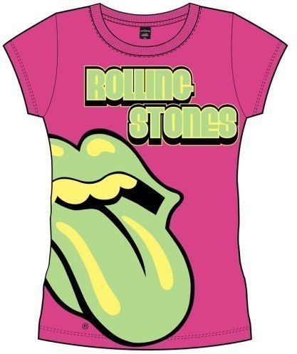 T-Shirt The Rolling Stones T-Shirt Green Tongue Hot Pink M