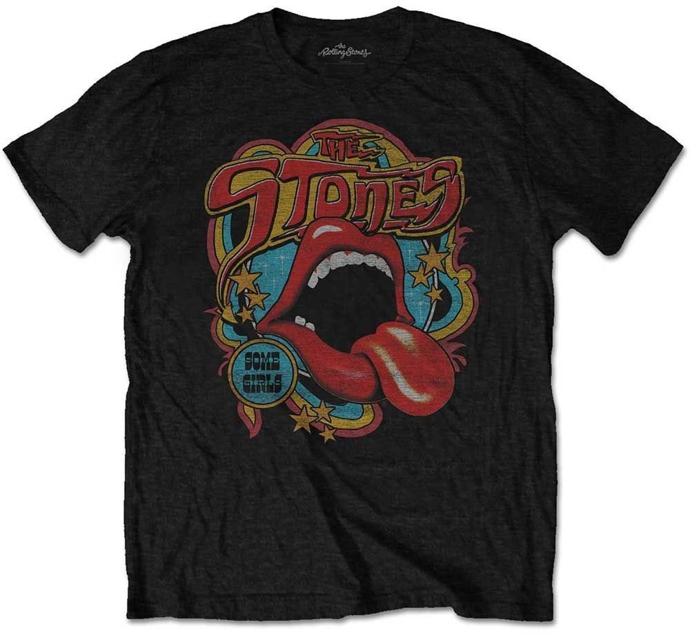 T-Shirt The Rolling Stones T-Shirt Unisex Retro 70s Vibe (Soft-Hand Inks) Black L
