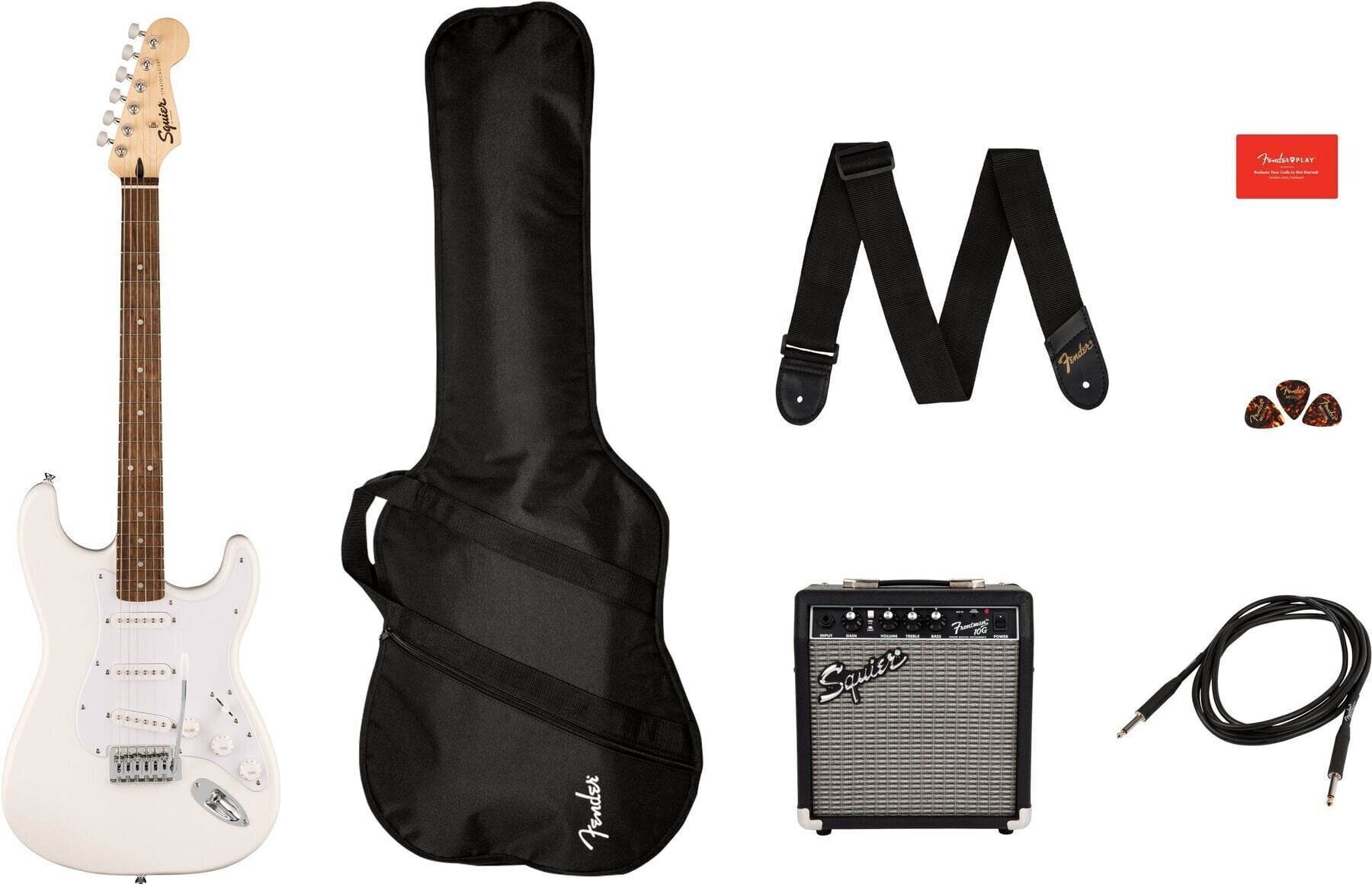 Elektrická kytara Fender Squier Sonic Stratocaster Pack LRL Arctic White Elektrická kytara