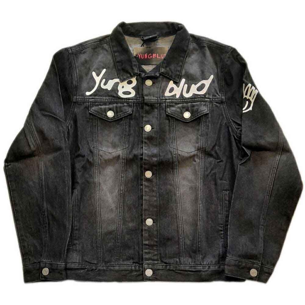 Chaqueta Yungblud Chaqueta Be Fooking Happy (Back & Sleeve Print) Black Denim L
