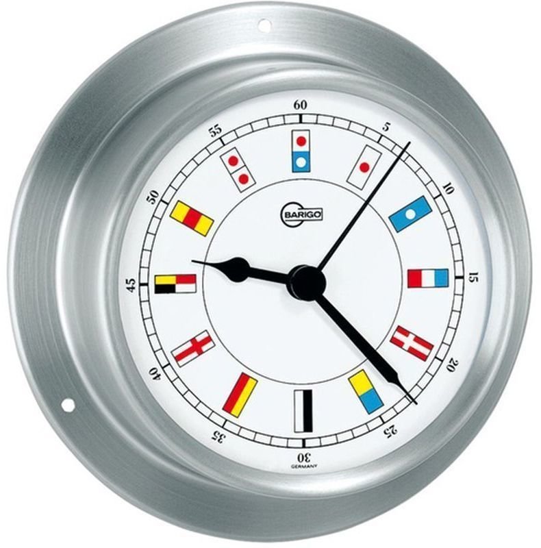 Scheepsklok, thermometer, barometer Barigo Sky Quartz Clock Flags