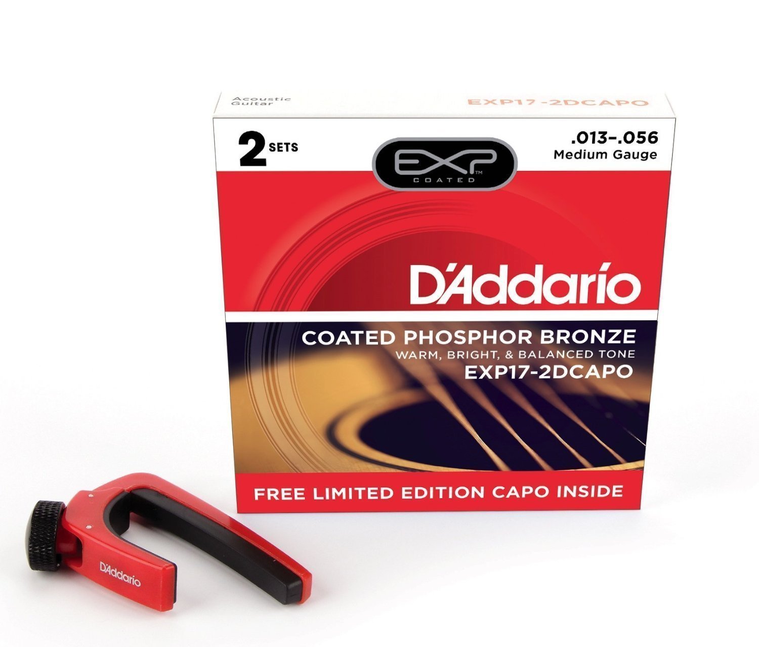 Cordes de guitares acoustiques D'Addario EXP17-2DCAPO