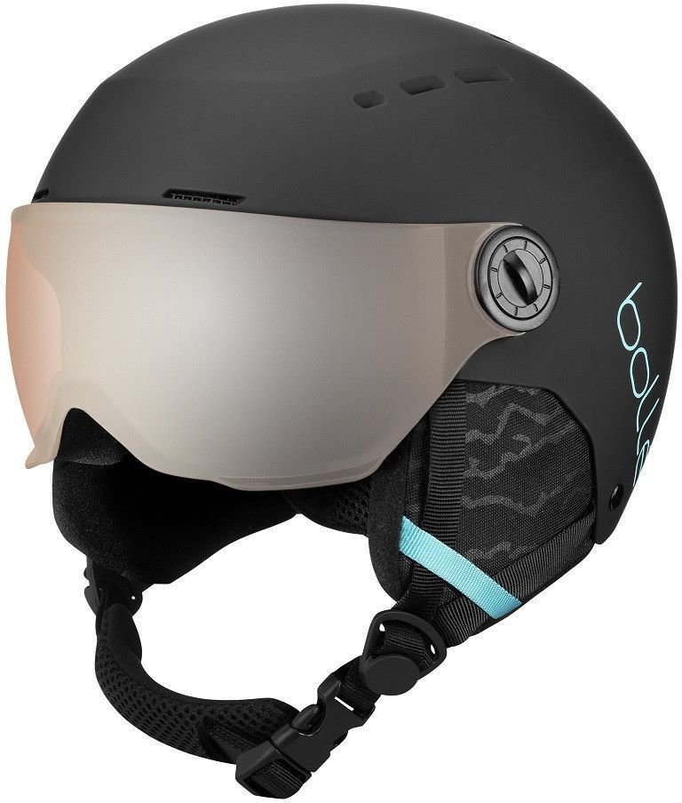 Lyžařská helma Bollé Quiz Visor Junior Ski Helmet Matte Black/Blue S (52-55 cm) Lyžařská helma