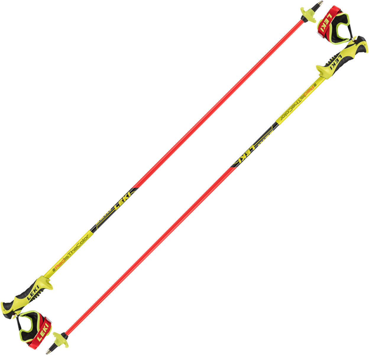 Bastões de esqui Leki Worldcup Racing Comp JR Neonred/Neonyellow/Black 115 cm Bastões de esqui