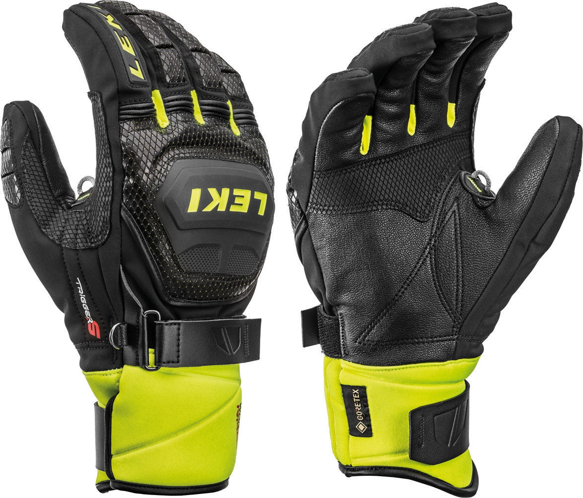Ski Gloves Leki Worldcup Race Coach Flex S Gore-Tex Black/Ice Lemon 10 Ski Gloves