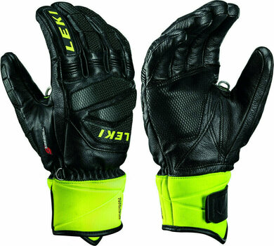 Ski Gloves Leki Worldcup Race Downhill S Black/Ice Lemon 9 Ski Gloves - 1